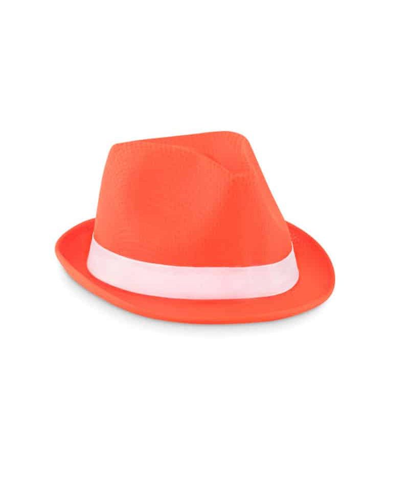 Cappello simil paglia in poliestere colorato con banda bianca MO9342 9 Cappello-simil-paglia-in-poliestere-colorato-con-banda-bianca-MO9342-arancio
