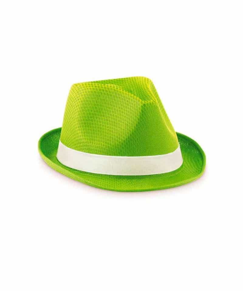 Cappello simil paglia in poliestere colorato con banda bianca MO9342 13 Cappello-simil-paglia-in-poliestere-colorato-con-banda-bianca-MO9342-verde-lime