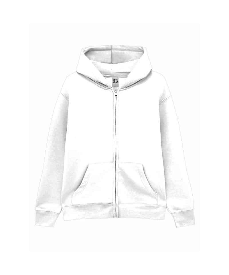 Felpa bambino cappuccio e zip Black Spider BSK333 bianco