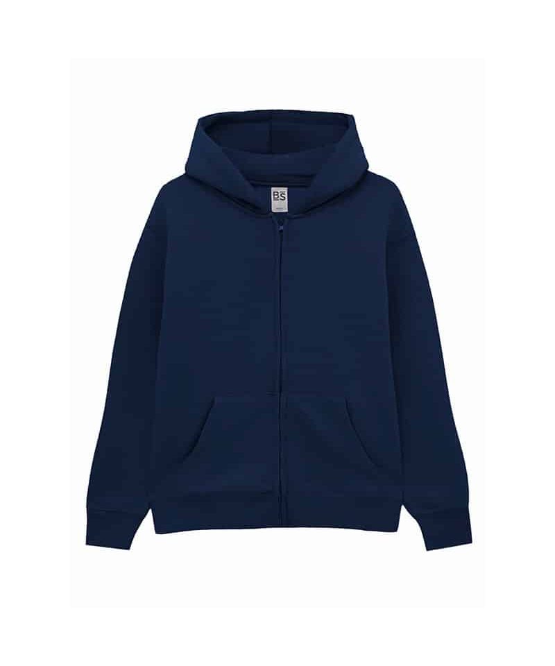 Felpa bambino cappuccio e zip Black Spider BSK333 blu navy