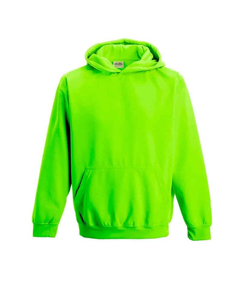 Felpa-bambino-fluo-cappuccio-Just-Hoods-JH004J-verde