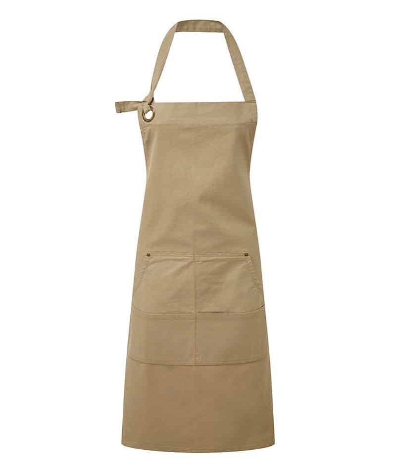 Grembiule Premier in canvas con pettorina PR137 khaki