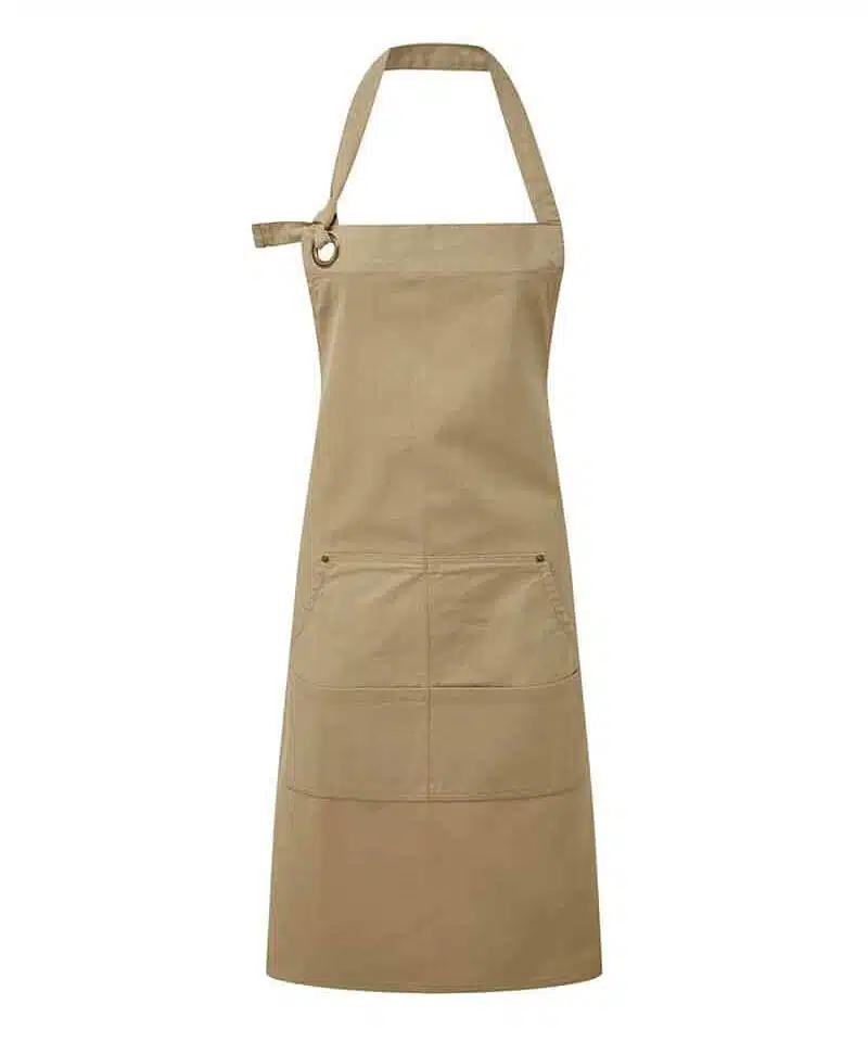 Grembiule Premier in canvas con pettorina PR137 khaki