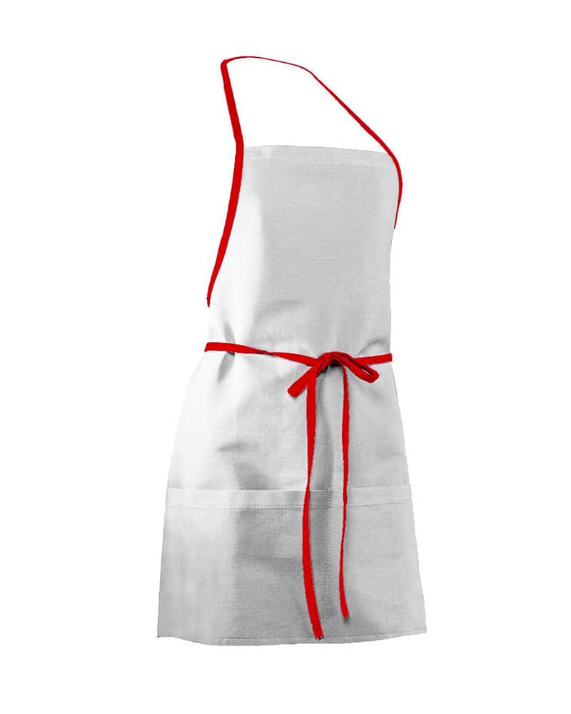 Grembiule pettorina con cordini a contrasto Colore Italiano MI025 bianco rosso