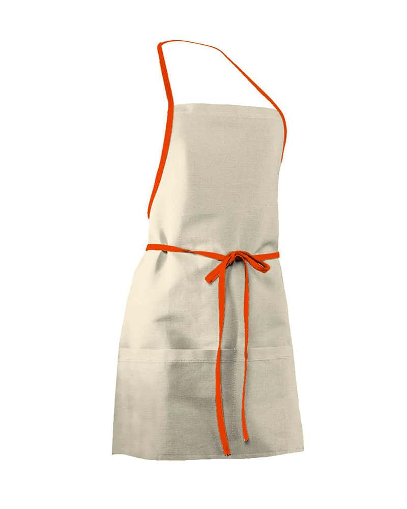 Grembiule pettorina con cordini a contrasto Colore Italiano MI025 natural arancio