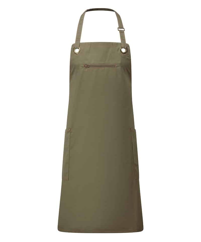 Grembiule Premier con tasca con zip PR121 verde oliva