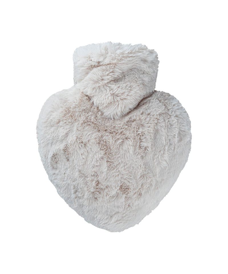 Borse dell'acqua calda a forma di cuore con cover con pelo HU023 6 Borse dell'acqua calda a forma di cuore con cover con pelo HU023 avorio