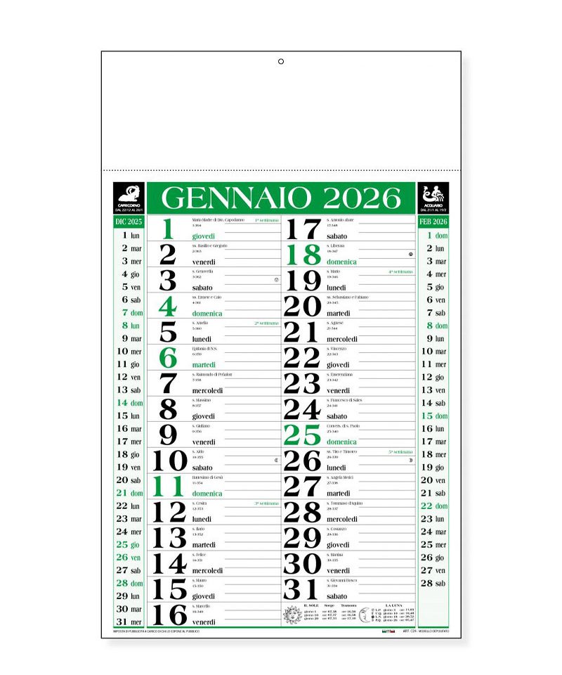 Calendari-da-parete-personalizzabili-con-loghi-aziendali-verde-con-segni-zodiacali-c2490c