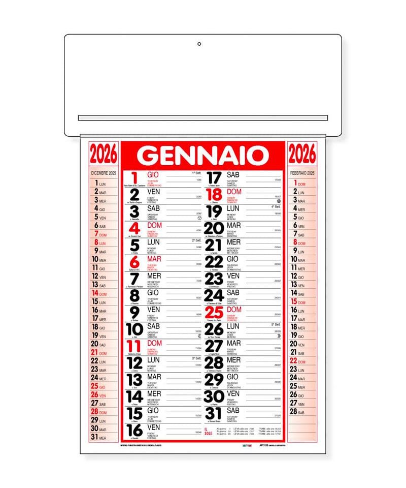 Calendario da parete con passafoglio personalizzabile con logo aziendale cp12a