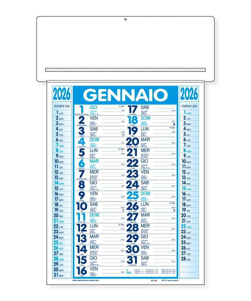 Calendario da parete con passafoglio personalizzabile con logo aziendale cp12b azzurro