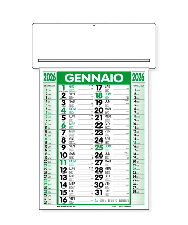 Calendario da parete con passafoglio personalizzabile con logo aziendale cp12c verde