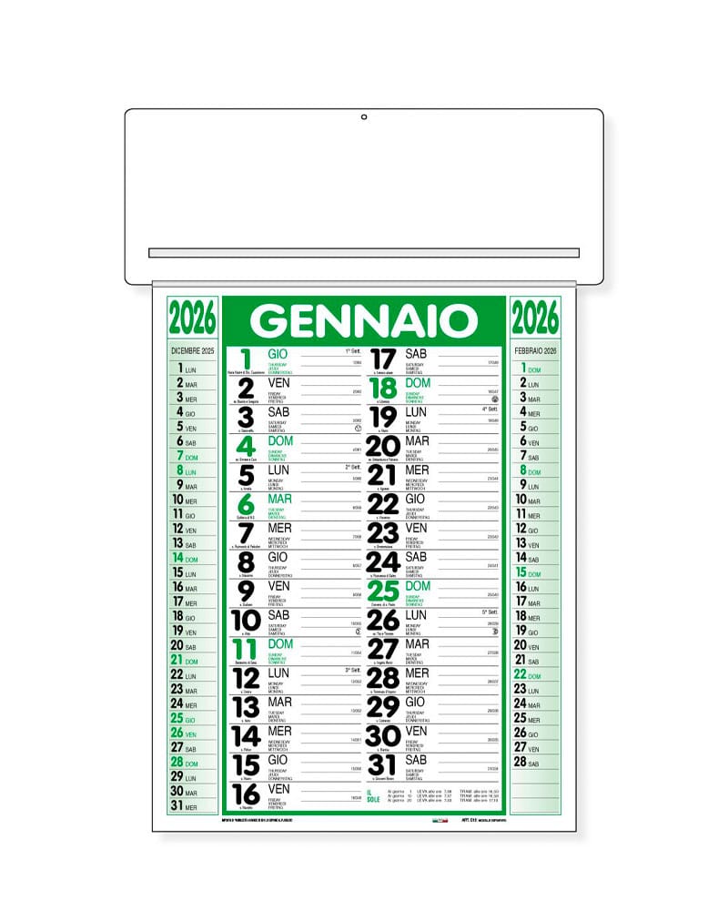 Calendario da parete con passafoglio personalizzabile con logo aziendale CP12C 3 Calendario da parete con passafoglio personalizzabile con logo aziendale cp12c verde