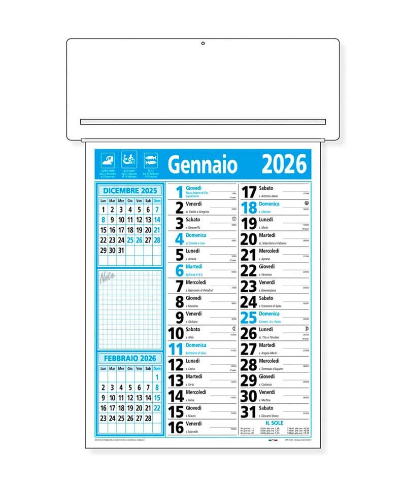 Calendario da parete con passafoglio personalizzabile con logo aziendale cp23b azzurro