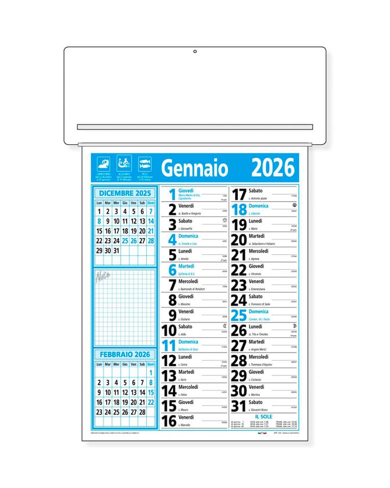 Calendario da parete con passafoglio personalizzabile con logo aziendale CP23B