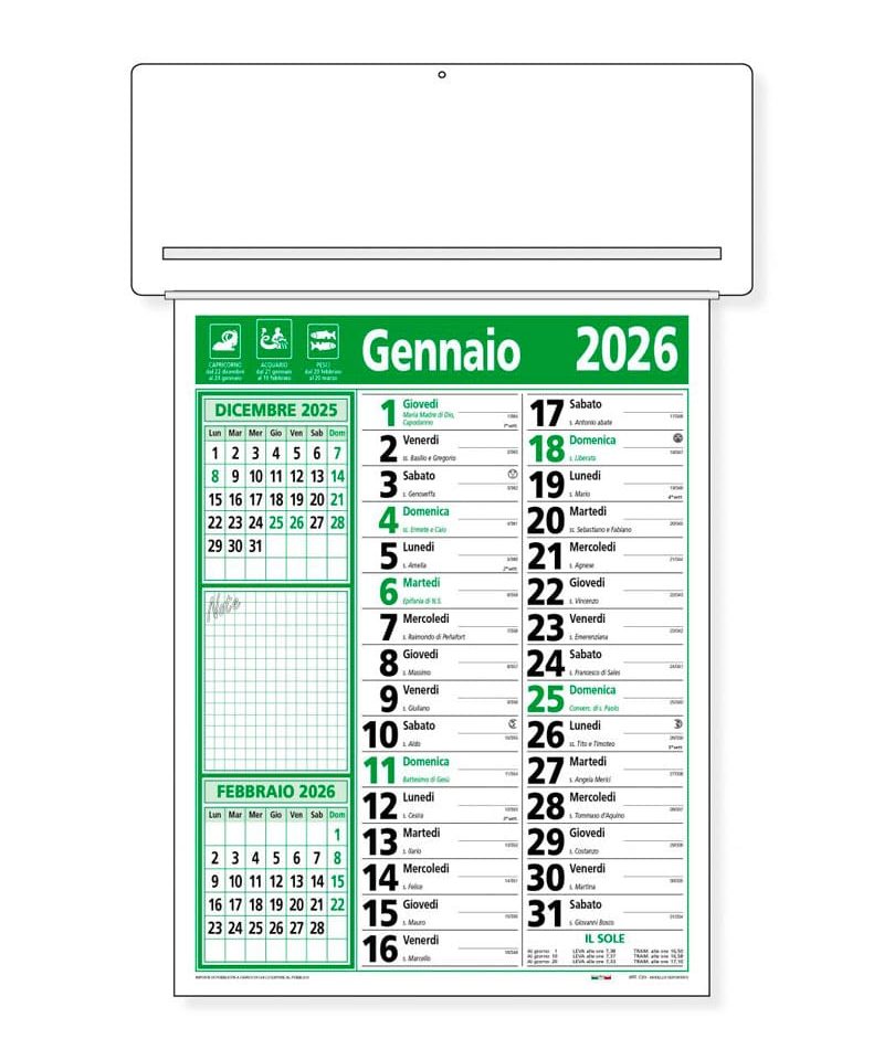 Calendario da parete con passafoglio personalizzabile con logo aziendale cp23c verde