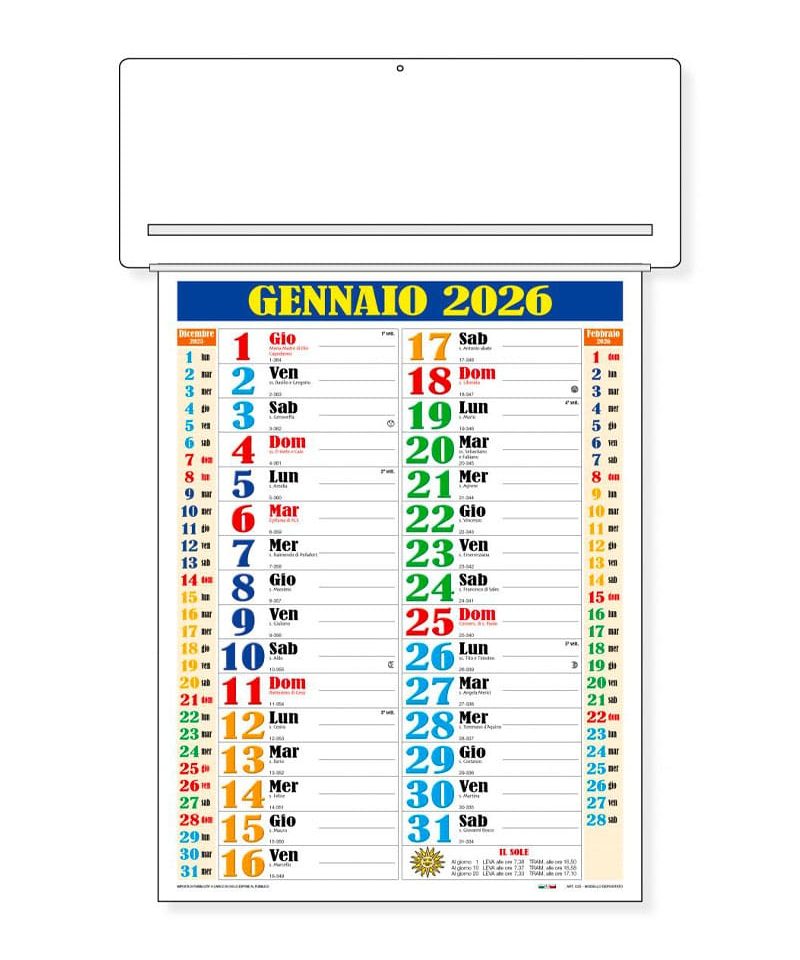 Calendario da parete con passafoglio personalizzabile con logo aziendale cp25 colorato