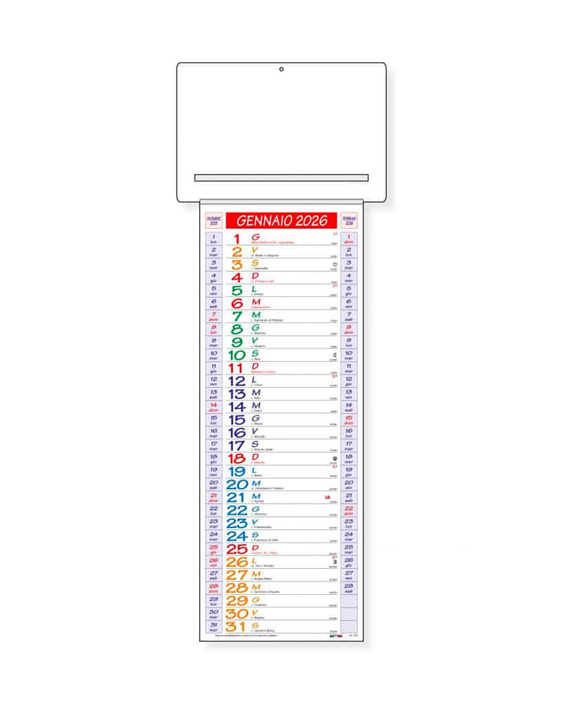Calendario da parete stretto con passafoglio personalizzabile con logo aziendale CP09